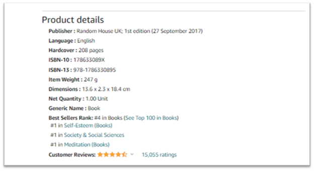 Image of how Best Seller data is visibile on product detail page