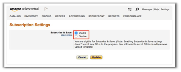 subscription settings