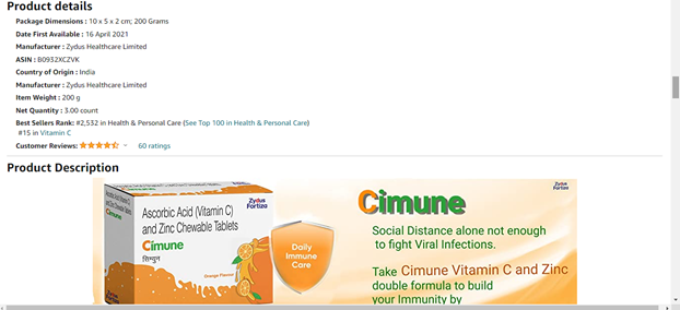 Amazon best seller product details