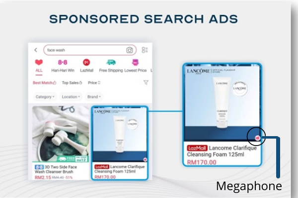 Lazada Sponsored search ads