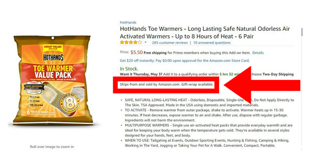 Sold by Amazon example Sold by Amazon example