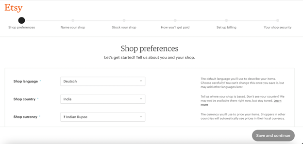 Sell on Etsy USA shop preferences Sell on Etsy USA shop preferences